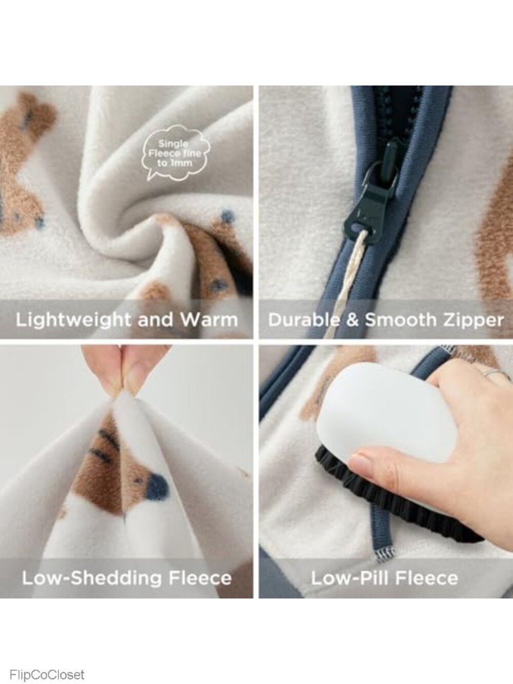 Toddler Polar Fleece Jacket Zip Up Cartoon Print Spring Fall Coat - Picture 3 of 5